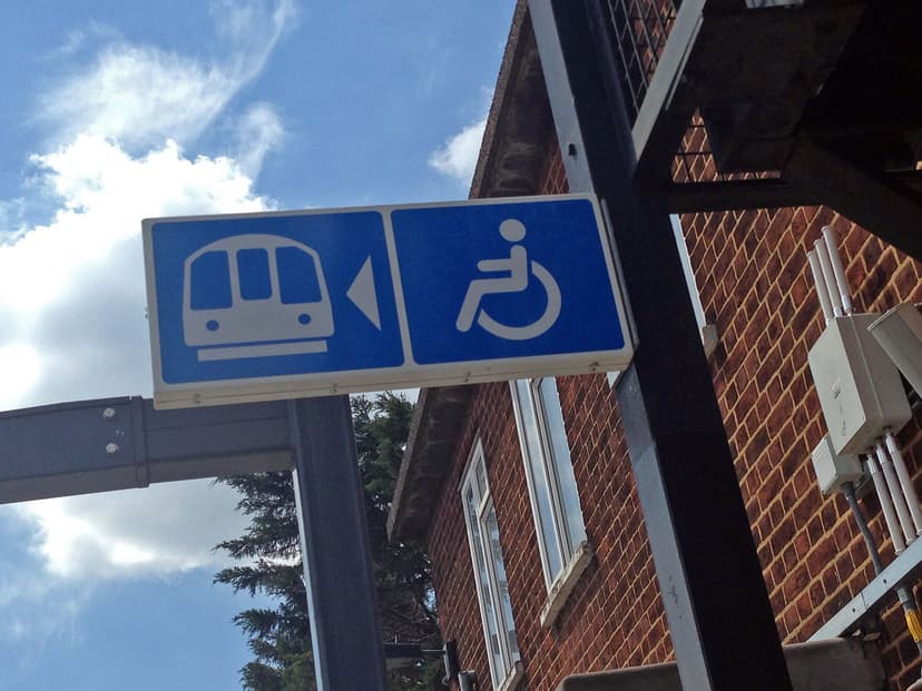 A photograph of the access signage at the London Underground