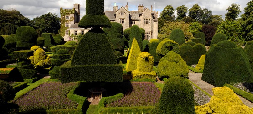 Photo of the topiary garden at Leven Hall and Gardens.
